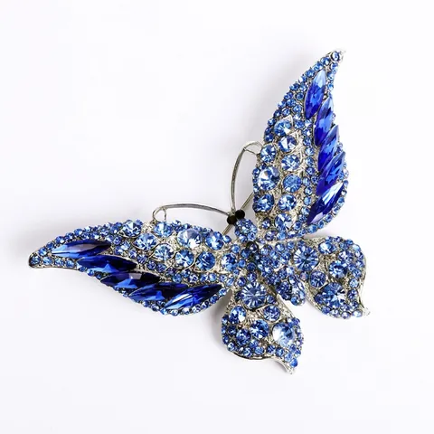 Elegant Butterfly Brooch Vintage Alloy Colorful Rhinestone Crystal Animal Pin Jewelry For Women Coat Accessories