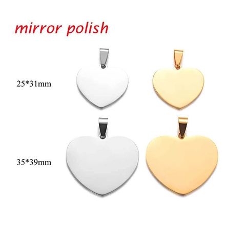 Stainless Steel Heart Pendant Mirror Polished Blank Charm For DIY Jewelry Necklace Unisex Minimalist Style