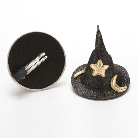 Mini Cappello Da Mago Fermaglio Per Capelli Halloween Paillettes Glitter Stella Luna Motivo Strega Cosplay Accessorio Capelli