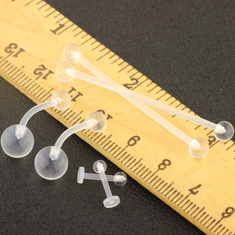 Clear Acrylic Body Piercing Jewelry Non Allergic Bio Compatible Flexible Tongue Barbells Belly Rings Lip Studs Nose Hoops