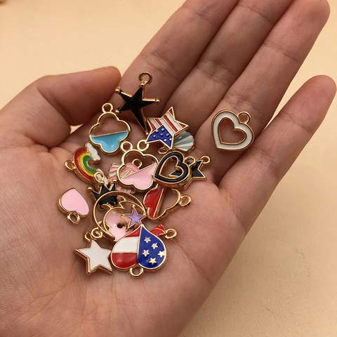 DIY Schmuckherstellung Legierung Emaille Charms Anhänger Gemischte Stile Obst Tier Blume Herz Bogen Zubehör