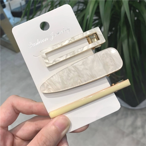 Pinzas Para El Cabello De Acetato Estilo Coreano Textura Mármol Brillo Esmalte Aleación Pasadores Pelo Mujer