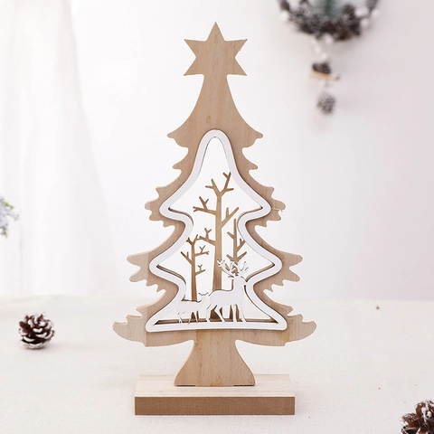 Ornement Arbre De Noël En Bois Décoration De Bureau Cerf Forêt Découpé Au Laser Bois Naturel Décoration Festive Maison