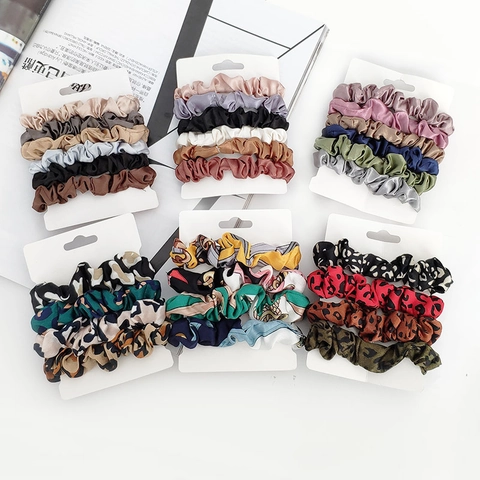 Samt Satin Blumenmuster Große Haargummis Elastische Zopfgummi Weich Elegant Kopfschmuck Accessoires Frauen Mädchen