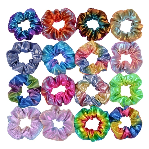 Metalen Iriserende Scrunchies Elastische Haarelastiekjes Laser Bronzing Gradiënt Kleurrijke Haar Accessoires Vrouwen Meisjes