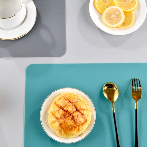 Silicone Placemat Heat Resistant Non-Slip Waterproof Nordic Morandi Solid Color Dining Table Mat Easy Clean Kitchen Accessory