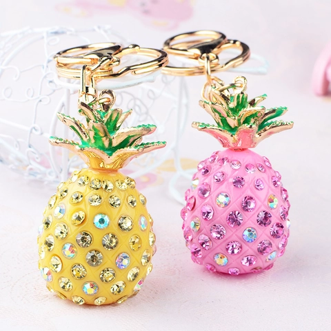Portachiavi con Ananas e Strass Pendente per Borsa a Forma di Frutta Luccicante Creativo Portachiavi in Metallo Accessori Donna