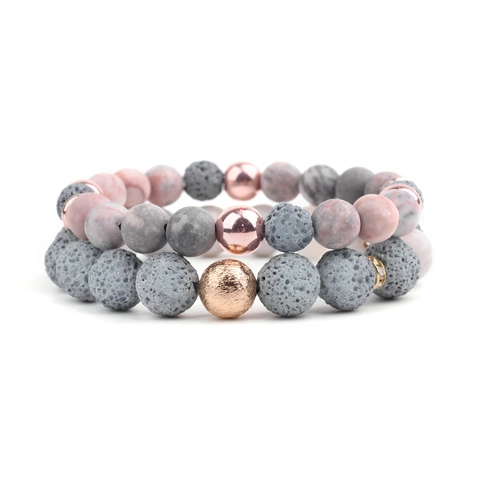 Naturstein Perlenarmband Lavastein Marmor Agat Yoga Energie Heilung Boho Mode Schmuck Für Damen