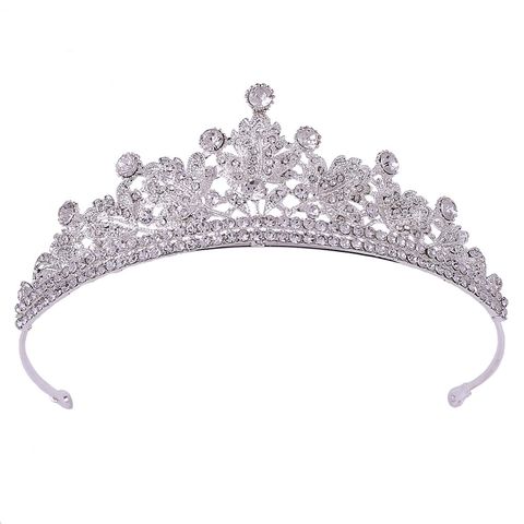 Corona Da Sposa Elegante Tiara Strass Lega Motivo A Foglia Accessori Per Capelli Matrimonio