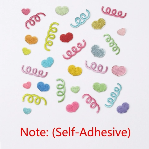 Embroidered Patches Self Adhesive Colorful Spiral Heart Shape DIY Clothing Decoration Repair Iron On Sew On Fabric
