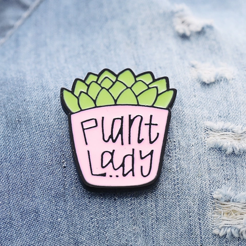 Sukkulente Pflanze Emaille Pin Plant Lady Rosa Topf Legierung Brosche Süße Cartoon Revers Abzeichen