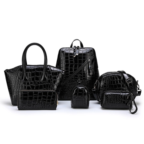 Collezione Borse Donna Moda Motivo Coccodrillo PU Lucido Zaino Borsa A Mano Borsa A Tracolla Portafoglio Beauty Case
