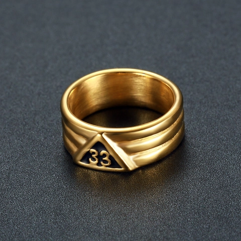 Edelstahl Nummer 33 Dreieck Freimaurer Stil Ring Für Herren Damen Vintage Statement Schmuck Poliertes Band