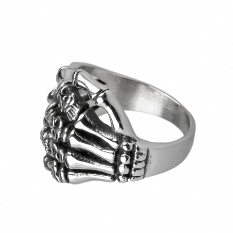 Skelett Hand Ring Edelstahl Gothic Punk Retro Knochenform Vintage Schmuck Für Herren Damen Unisex
