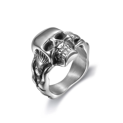 Anello Teschio Da Uomo Acciaio Inossidabile Vintage Gotico Punk Motivo Tridimensionale Gioielli Di Moda
