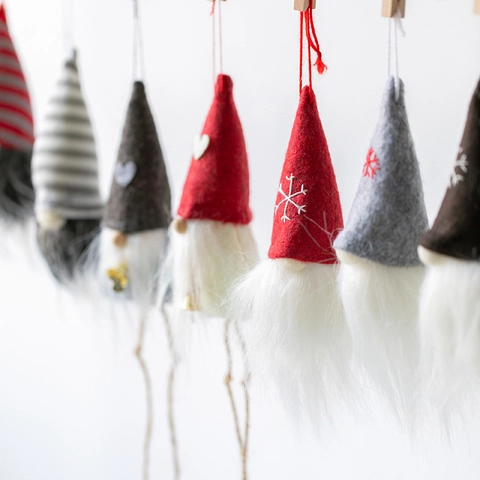 Ciondoli Gnomo Di Natale In Feltro Di Lana Pelliccia Sintetica Tomte Nisse Scandinavo Ornamenti Appesi Fatti A Mano Per Albero