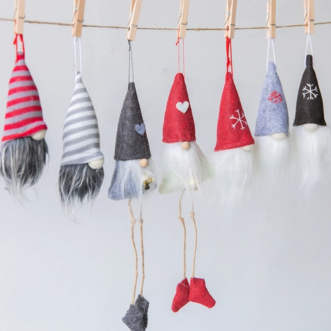 Ciondoli Gnomo Di Natale In Feltro Di Lana Pelliccia Sintetica Tomte Nisse Scandinavo Ornamenti Appesi Fatti A Mano Per Albero