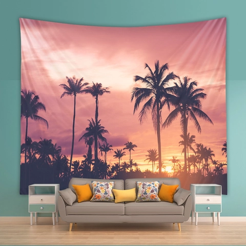 Arazzo Da Parete Paesaggio Tessuto Poliestere Natura Tramonto Mare Stampe Per Decorazione Camera Da Letto Soggiorno