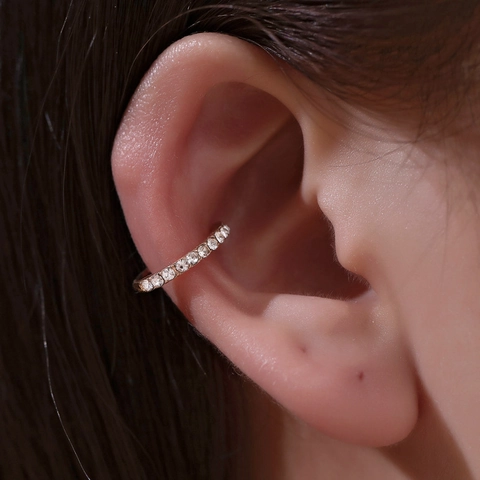 Orecchini Ear Cuff In Rame Con Strass Senza Buco Gioielli Geometrici Minimalisti Da Donna Singolo