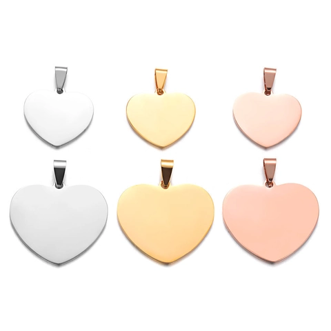 Stainless Steel Heart Pendant Mirror Polished Blank Charm For DIY Jewelry Necklace Unisex Minimalist Style