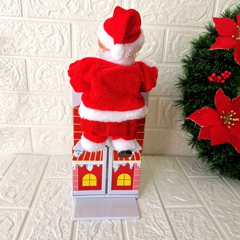 Babbo Natale Elettrico Scalatore Giocattolo Musica Camino Azione Peluche Plastica Natale Decorazione Casa Regalo Bambini