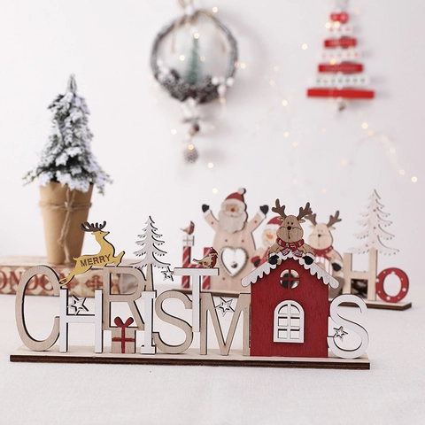 Decorazioni Natalizie In Legno Da Appendere Ornamenti Da Tavolo Merry Christmas Babbo Natale Renna Pupazzo Di Neve
