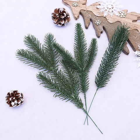 Artificial Pine Needles Branches PE Realistic Greenery For Christmas Decoration DIY Floral Arrangement Home Office Party Ornament