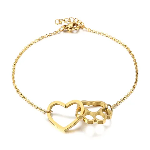 Bracciale Con Cuore E Impronta Di Zampa Intrecciati In Acciaio Inossidabile Gioielli Cavi Per Amanti Degli Animali Regolabile