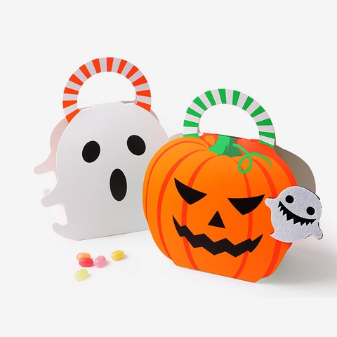 Scatole Regalo Per Caramelle Di Halloween Cartone Zucca Fantasma Sacchetti Con Manici Per Festa Dolcetto O Scherzetto