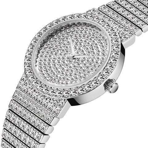Luxury Women Quartz Watch Full Rhinestone Iced Out Alloy Starry Sky Dial Waterproof Elegant Fashion Classic Wristwatch