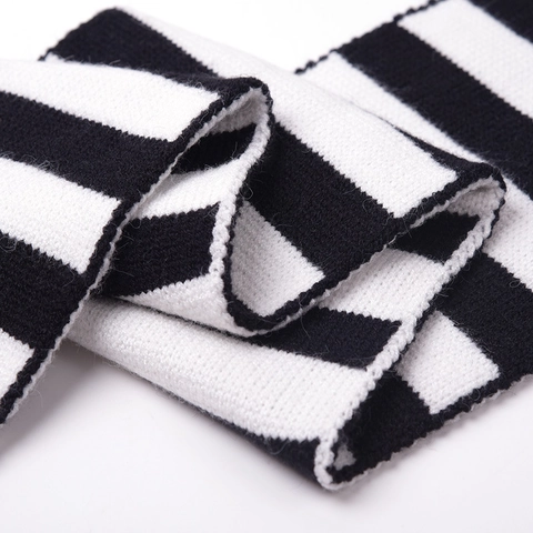 Cartoon Cat Knit Scarf And Hat Winter Warm Black White Striped Pom Pom Toddler Baby Clothing Accessories