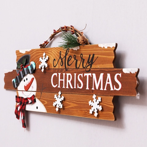 Letrero Colgante Madera Navidad Diseños Papá Noel Muñeco Nieve Placa Decorativa Rústica Pared Puerta Hogar Festivo