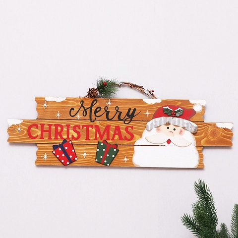 Letrero Colgante Madera Navidad Diseños Papá Noel Muñeco Nieve Placa Decorativa Rústica Pared Puerta Hogar Festivo