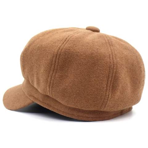 Vintage Einfarbig Schirmmütze Für Damen Baumwolle Achteckig Baker Boy Hut Retro Kürbis Malerhut Vielseitig Winter Warm Accessoire