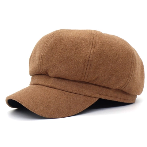 Vintage Einfarbig Schirmmütze Für Damen Baumwolle Achteckig Baker Boy Hut Retro Kürbis Malerhut Vielseitig Winter Warm Accessoire