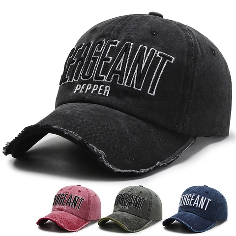 Washed Cotton Baseball Cap Distressed Vintage Embroidery Adjustable Outdoor Sun Hat For Men Women