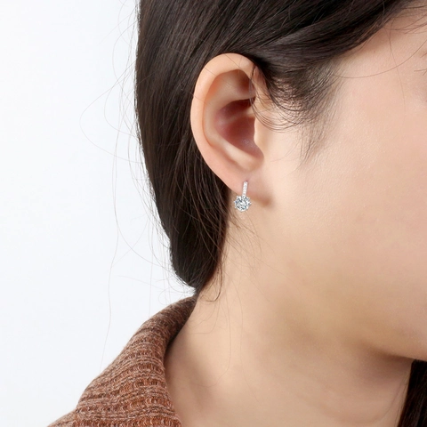 Elegant 925 Sterling Silver Round Rhinestone Stud Earrings For Women Geometric Minimalist Jewelry Daily Birthday Gift