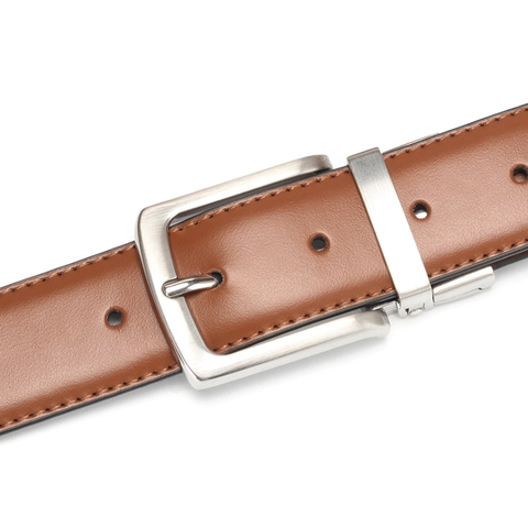 Mens Rindsleder Wendegürtel Mit Drehbarer Legierungsschnalle Retro Business Casual Accessoires