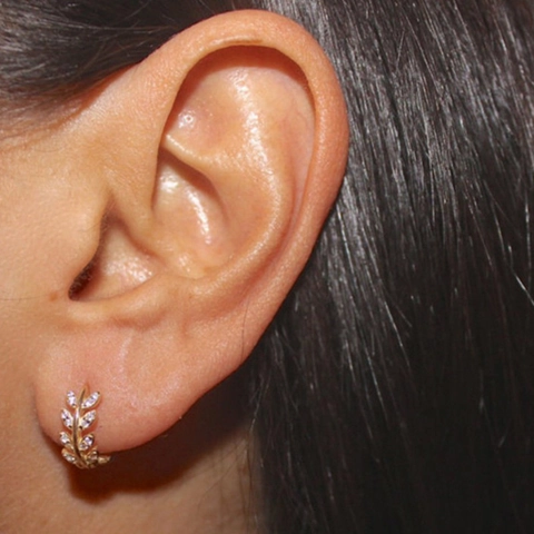 Blad Hoop Oorbellen Koper Met Zirkoon Tarwe Spike Ontwerp Zinklegering Pin Sprankelende Sieraden Accessoires Dames Stijl