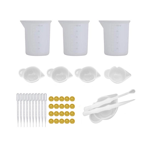 DIY Resin Casting Tool Kit Silicone Measuring Cups Mixing Cups Pipettes Finger Cots Stirring Sticks Jewelry Making Tools