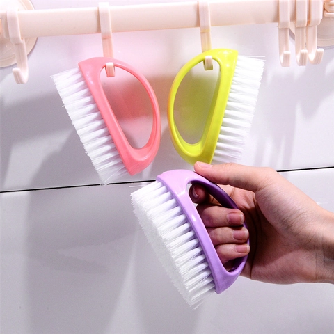 Spazzola Per Pulizia Plastica Multifunzionale Lavanderia Scarpe Vestiti Casa Impugnatura A Uovo Colore Caramella