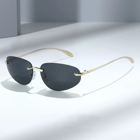 Rimless Sunglasses Metal Frame UV400 Protection Y2K Fashion Trendy Eyewear Travel Party