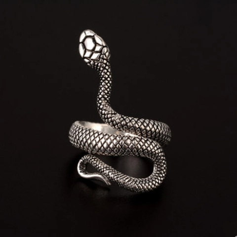 Slang Ring Legering Verstelbaar Open Wikkel Retro Vintage Gothic Punk Stijl Schubben Textuur Sieraden