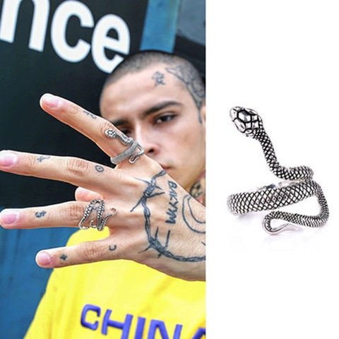 Slang Ring Legering Verstelbaar Open Wikkel Retro Vintage Gothic Punk Stijl Schubben Textuur Sieraden