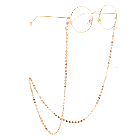 Cadena De Gafas Oro Metal Lentejuelas Redondas Antideslizante Ajustable Cordón Para Gafas Retro Moda Accesorios Mujer