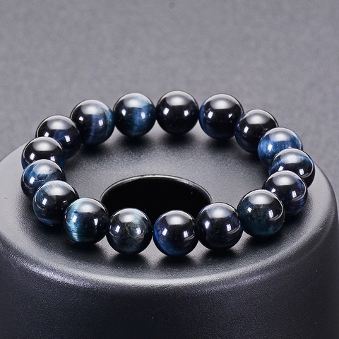 Bracciale In Perle Di Occhio Di Tigre Blu Scuro Naturale Per Uomo Donna Pietra Di Energia Gioielli Minimalisti Regalo