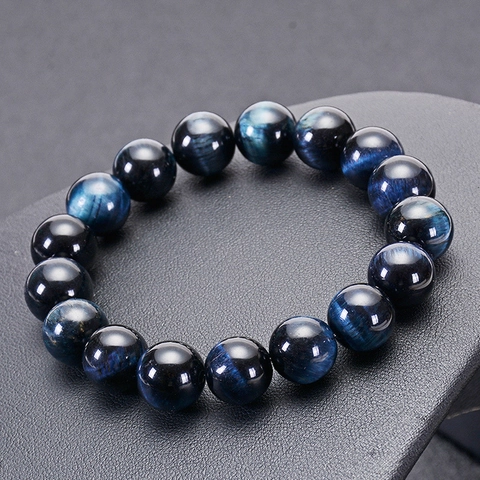 Bracciale In Perle Di Occhio Di Tigre Blu Scuro Naturale Per Uomo Donna Pietra Di Energia Gioielli Minimalisti Regalo