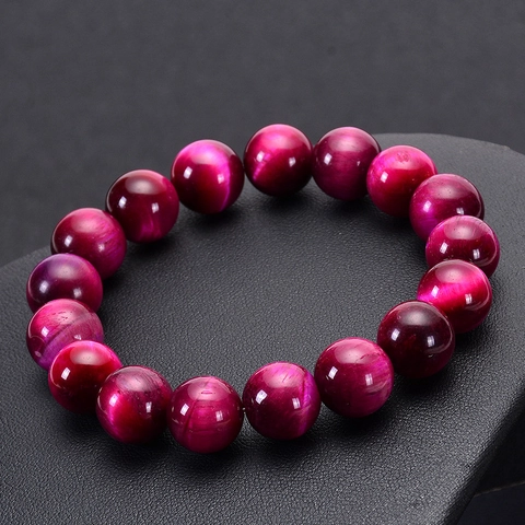 Pulsera De Cuentas De Piedra Ojo De Tigre Rojo Rosa Natural Joyería De Cristal De Sanación Para Mujeres Hombres
