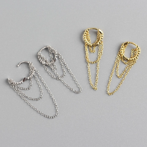 Orecchini A Cerchio In Argento Sterling 925 Con Nappa A Catena Multistrato Perla Tonda Gioielli Di Lusso Per Donne
