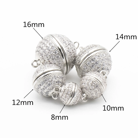 Spherical Magnetic Jewelry Clasps Copper Micro Paved Zircon Colorful Rhinestone Connectors DIY Bracelet Necklace Findings